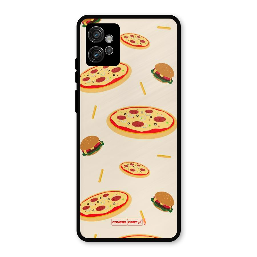 Pizza and Burger Love Metal Back Case for Moto G32