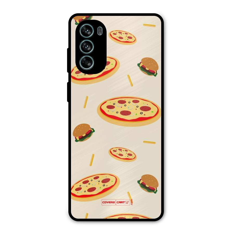 Pizza and Burger Love Metal Back Case for Moto G62