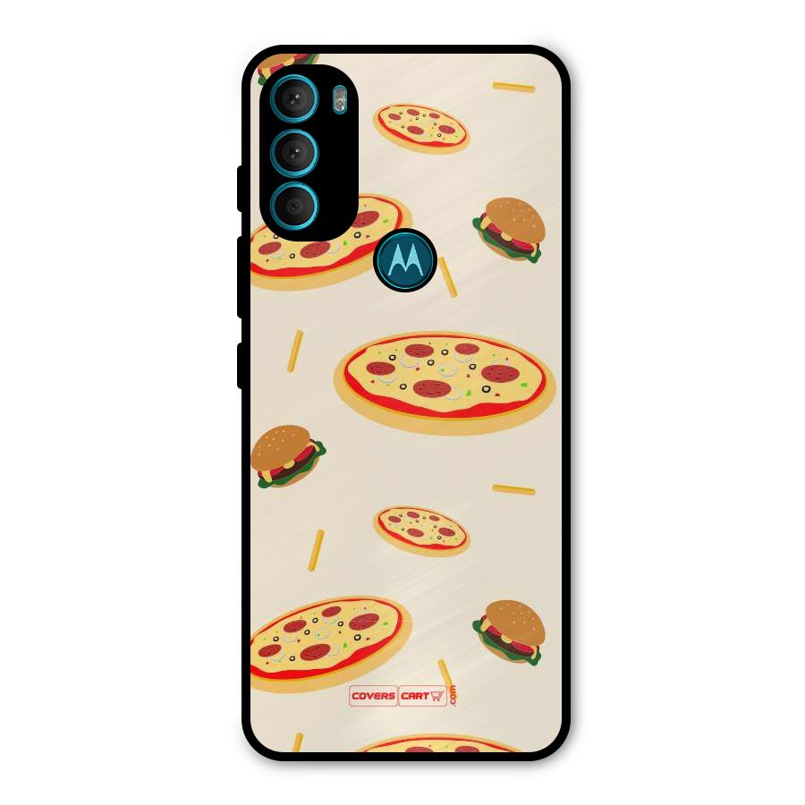 Pizza and Burger Love Metal Back Case for Moto G71 5G