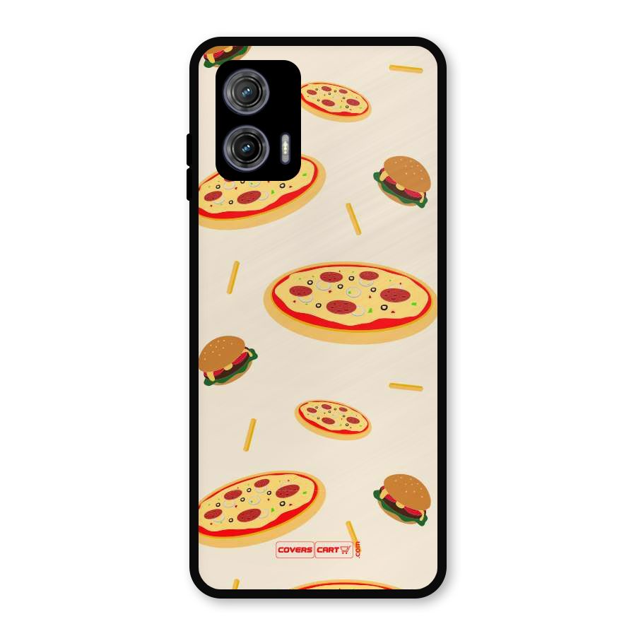 Pizza and Burger Love Metal Back Case for Moto G73