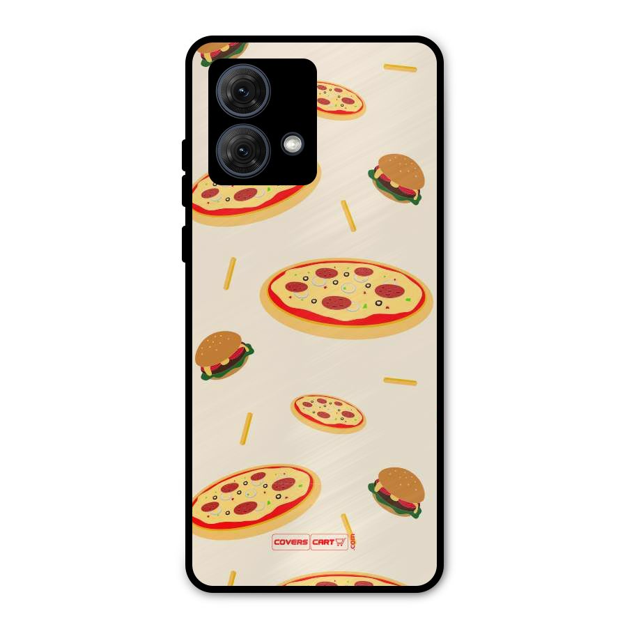 Pizza and Burger Love Metal Back Case for Moto G84
