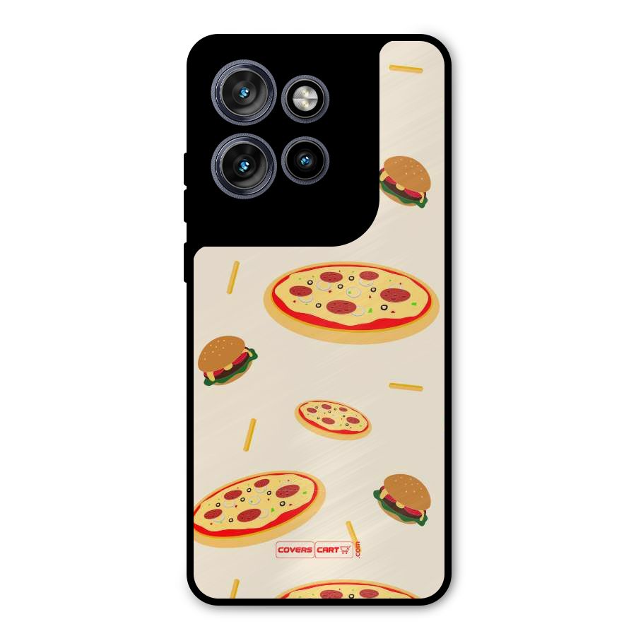 Pizza and Burger Love Metal Back Case for Motorola Edge 50 Neo