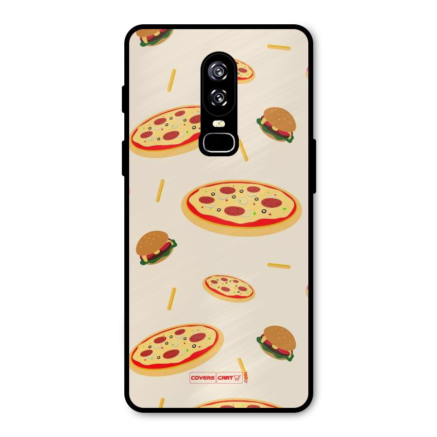 Pizza and Burger Love Metal Back Case for OnePlus 6