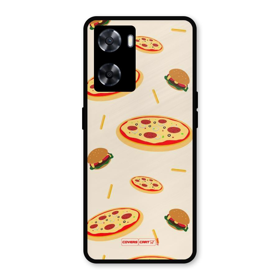 Pizza and Burger Love Metal Back Case for Oppo A57 2022