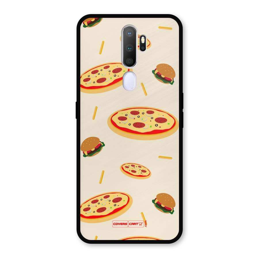 Pizza and Burger Love Metal Back Case for Oppo A5 (2020)