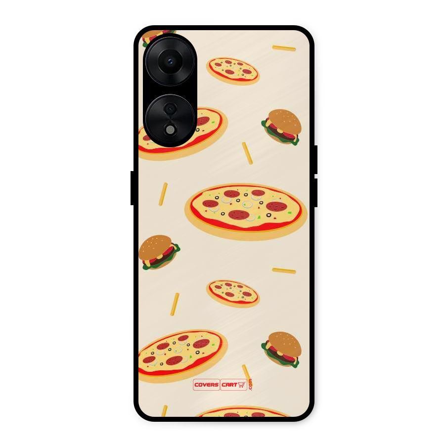 Pizza and Burger Love Metal Back Case for Oppo A78 5G