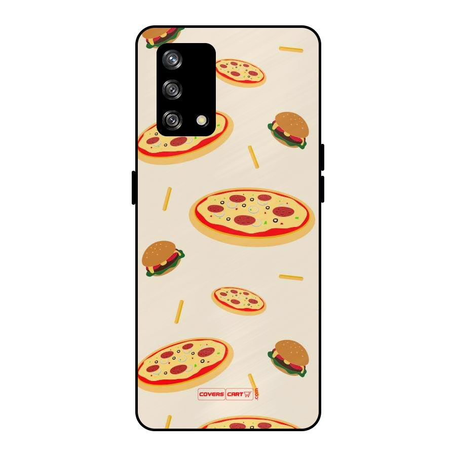 Pizza and Burger Love Metal Back Case for Oppo F19