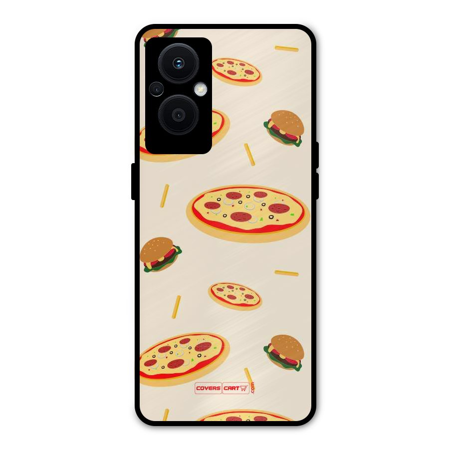 Pizza and Burger Love Metal Back Case for Oppo F21 Pro 5G