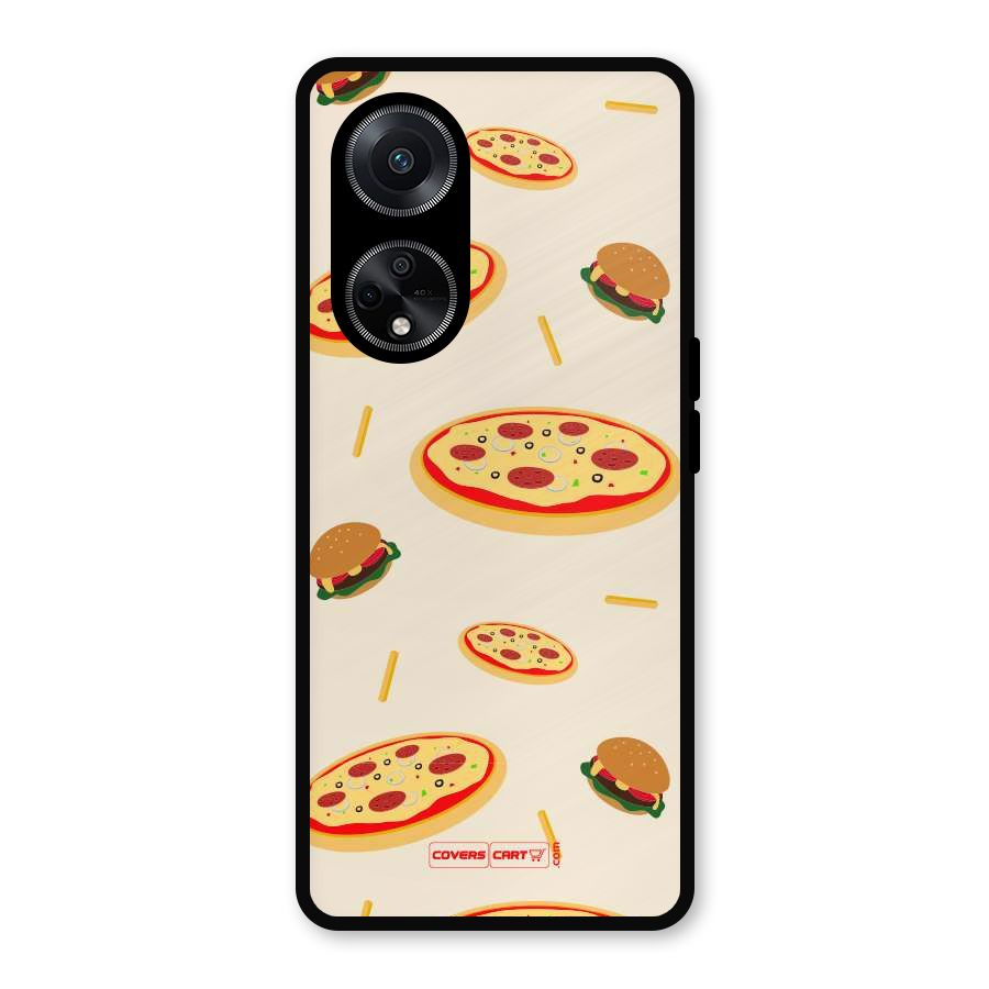 Pizza and Burger Love Metal Back Case for Oppo F23