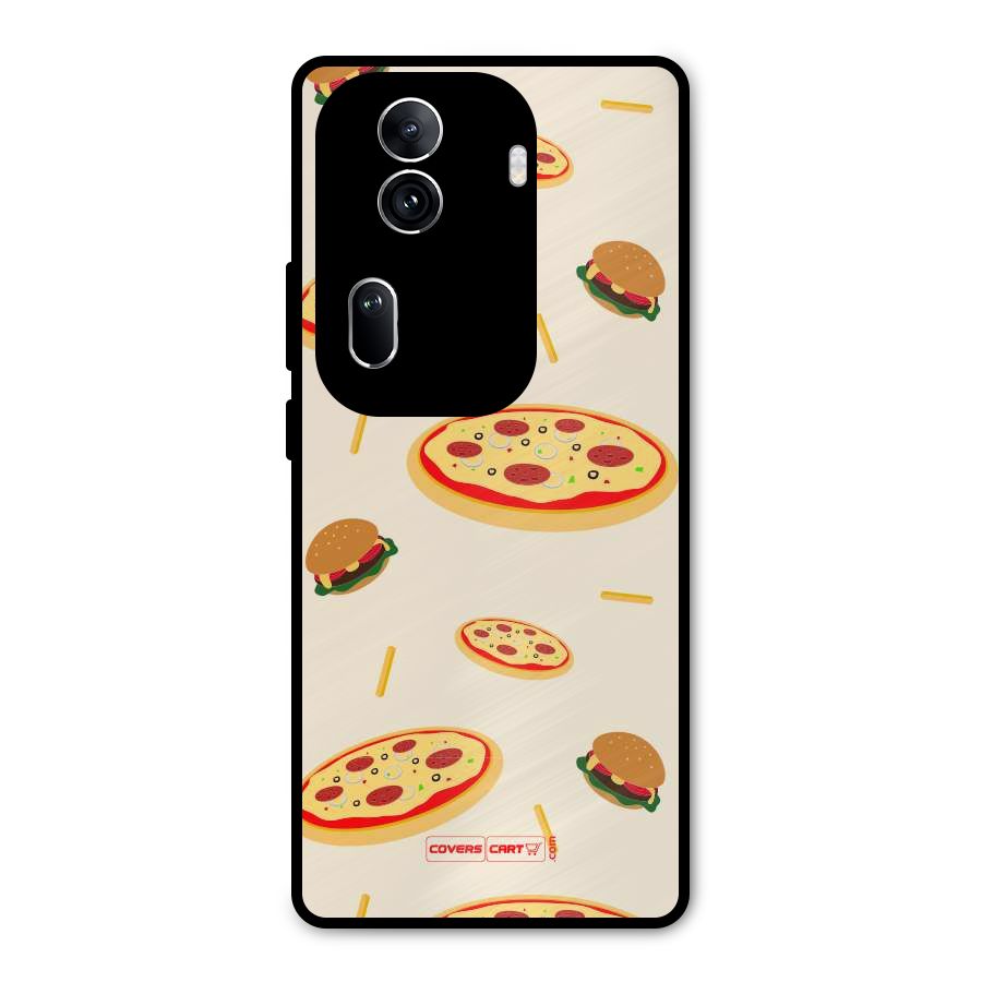 Pizza and Burger Love Metal Back Case for Oppo Reno11 Pro 5G
