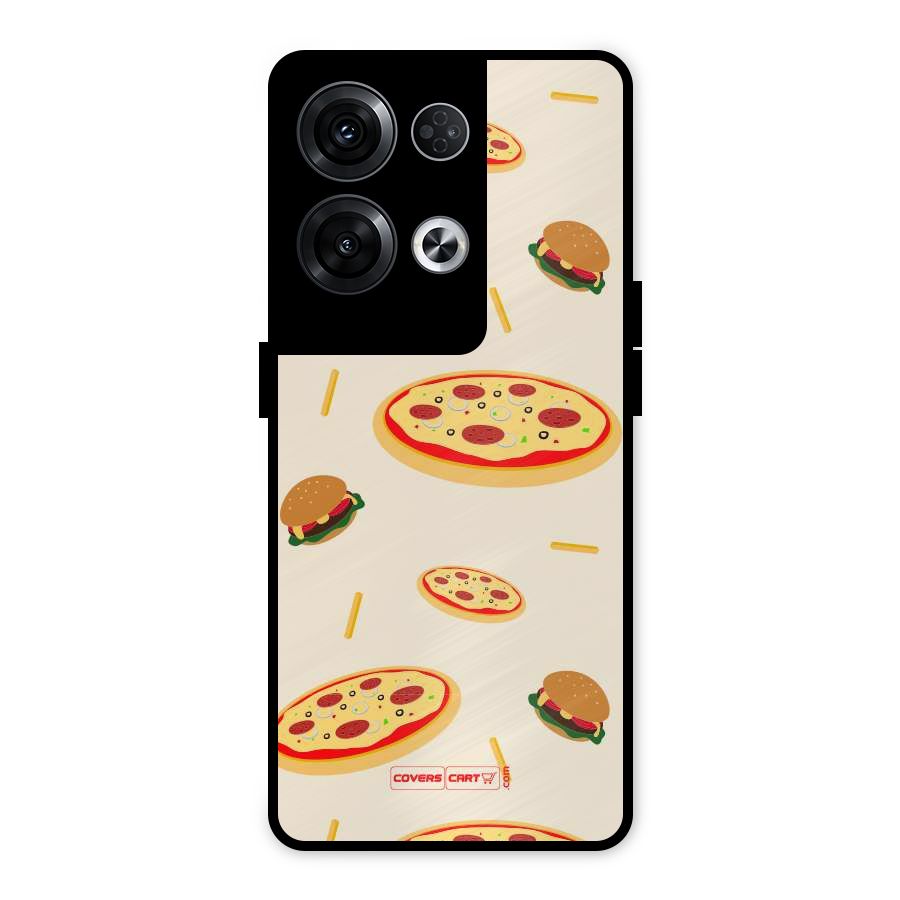Pizza and Burger Love Metal Back Case for Oppo Reno8 Pro 5G