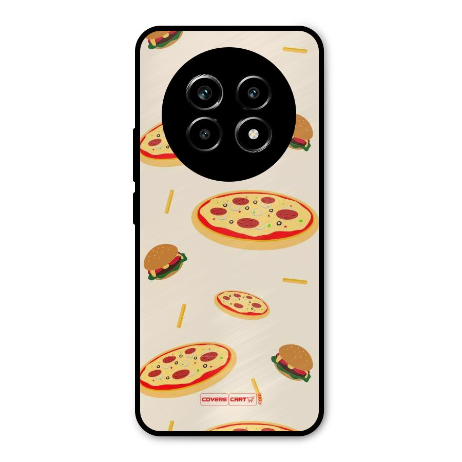Pizza and Burger Love Metal Back Case for Realme 14 Pro Lite