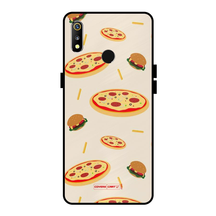 Pizza and Burger Love Metal Back Case for Realme 3