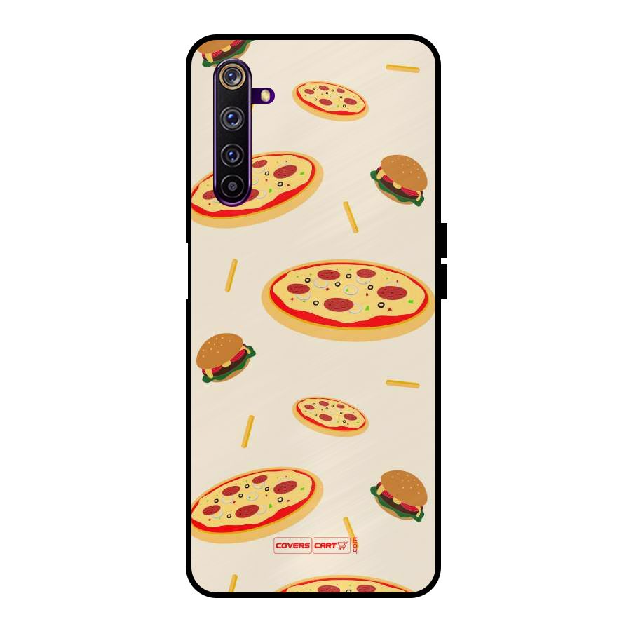 Pizza and Burger Love Metal Back Case for Realme 6 Pro