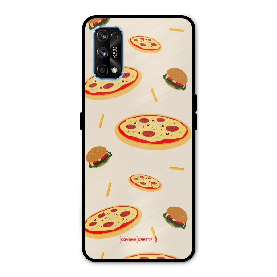 Pizza and Burger Love Metal Back Case for Realme 7 Pro