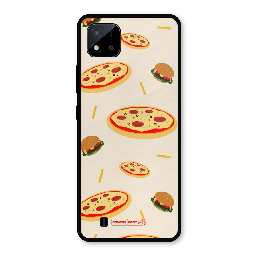 Pizza and Burger Love Metal Back Case for Realme C11 2021