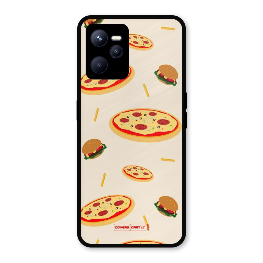 Pizza and Burger Love Metal Back Case for Realme C35