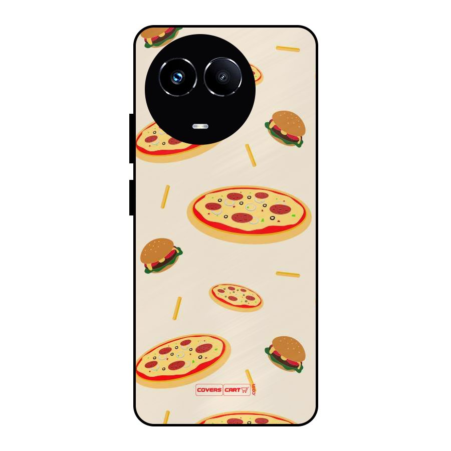 Pizza and Burger Love Metal Back Case for Realme Narzo 60X