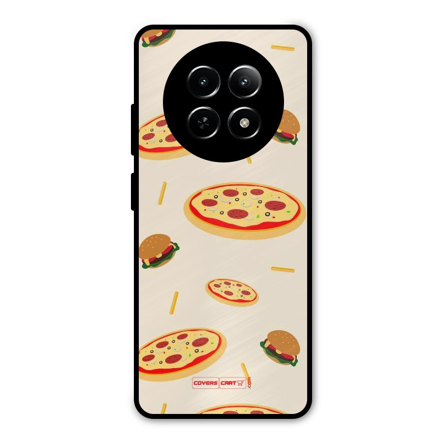 Pizza and Burger Love Metal Back Case for Realme Narzo N65
