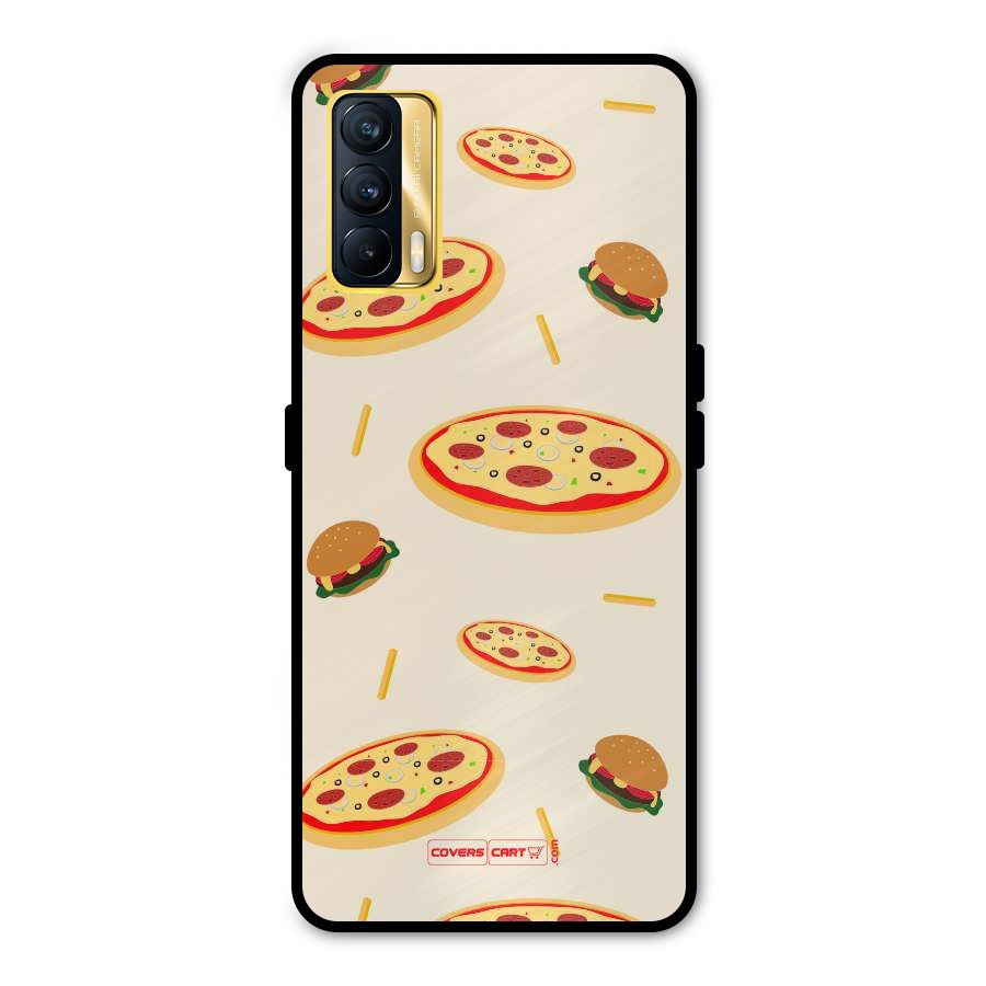 Pizza and Burger Love Metal Back Case for Realme X7