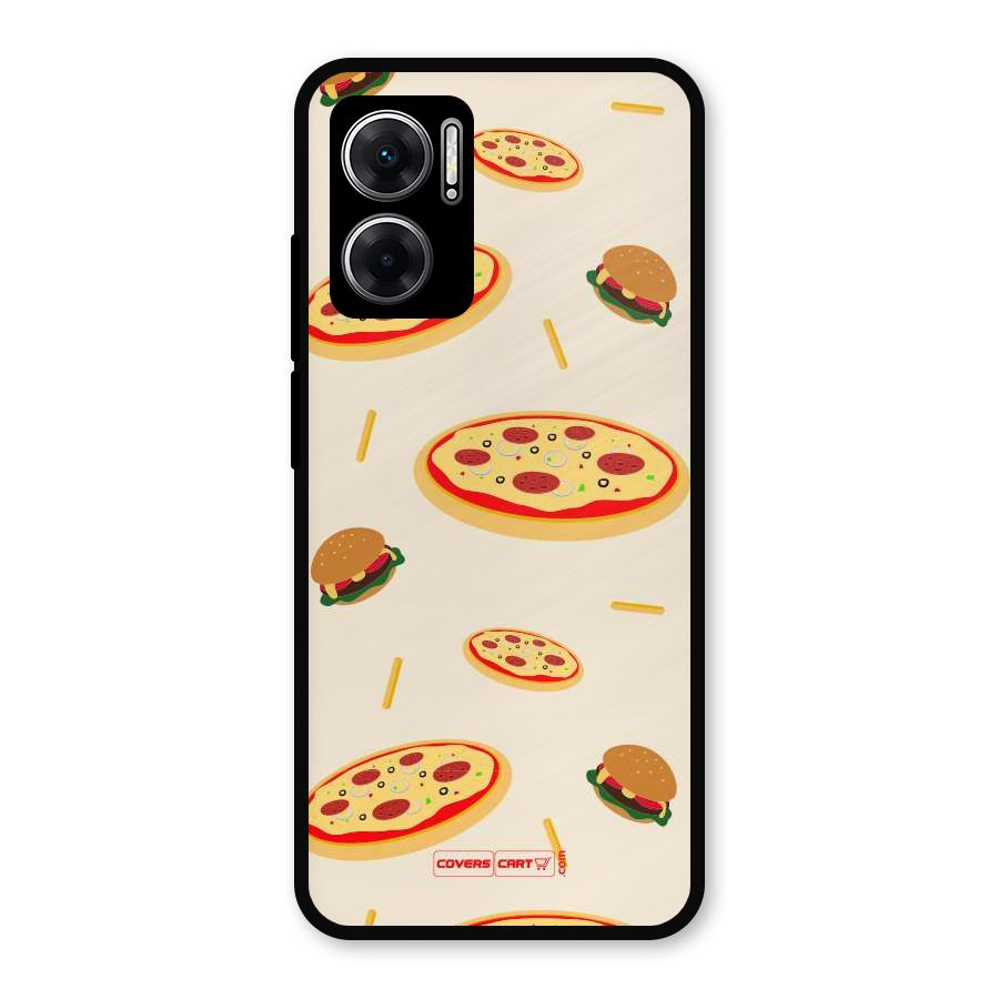 Pizza and Burger Love Metal Back Case for Redmi 11 Prime 5G