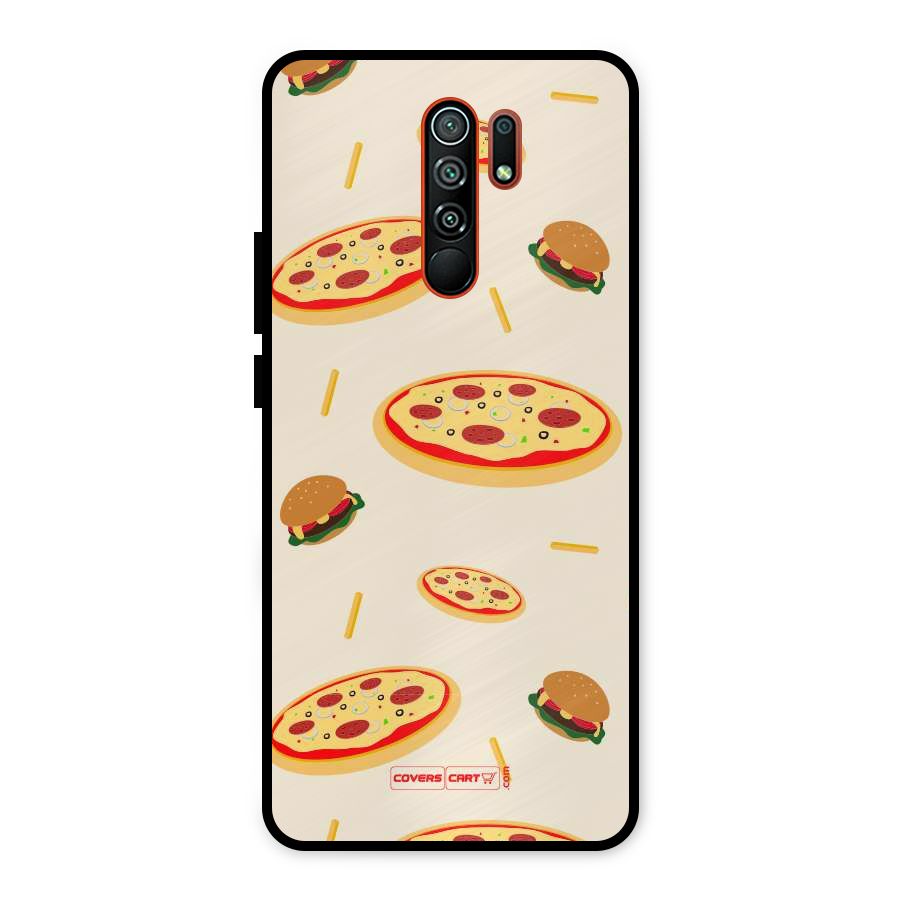 Pizza and Burger Love Metal Back Case for Redmi 9 Prime