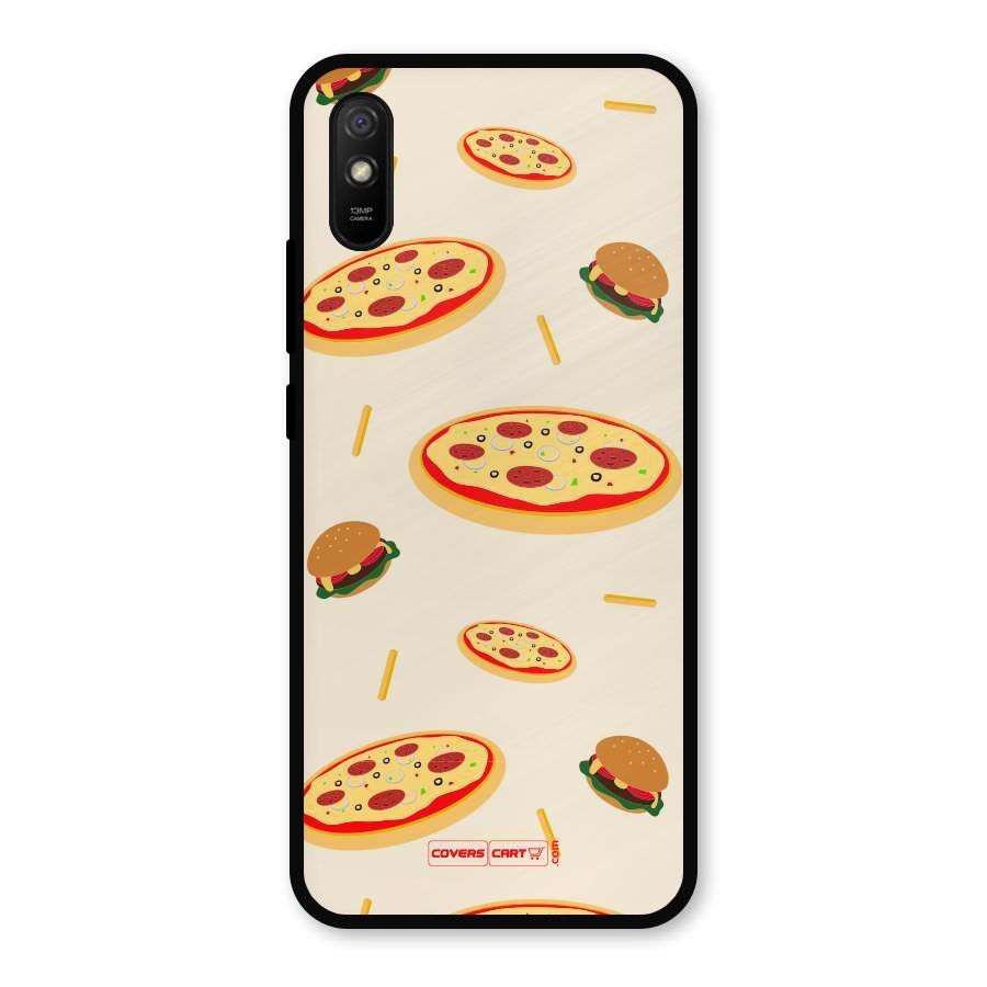 Pizza and Burger Love Metal Back Case for Redmi 9a