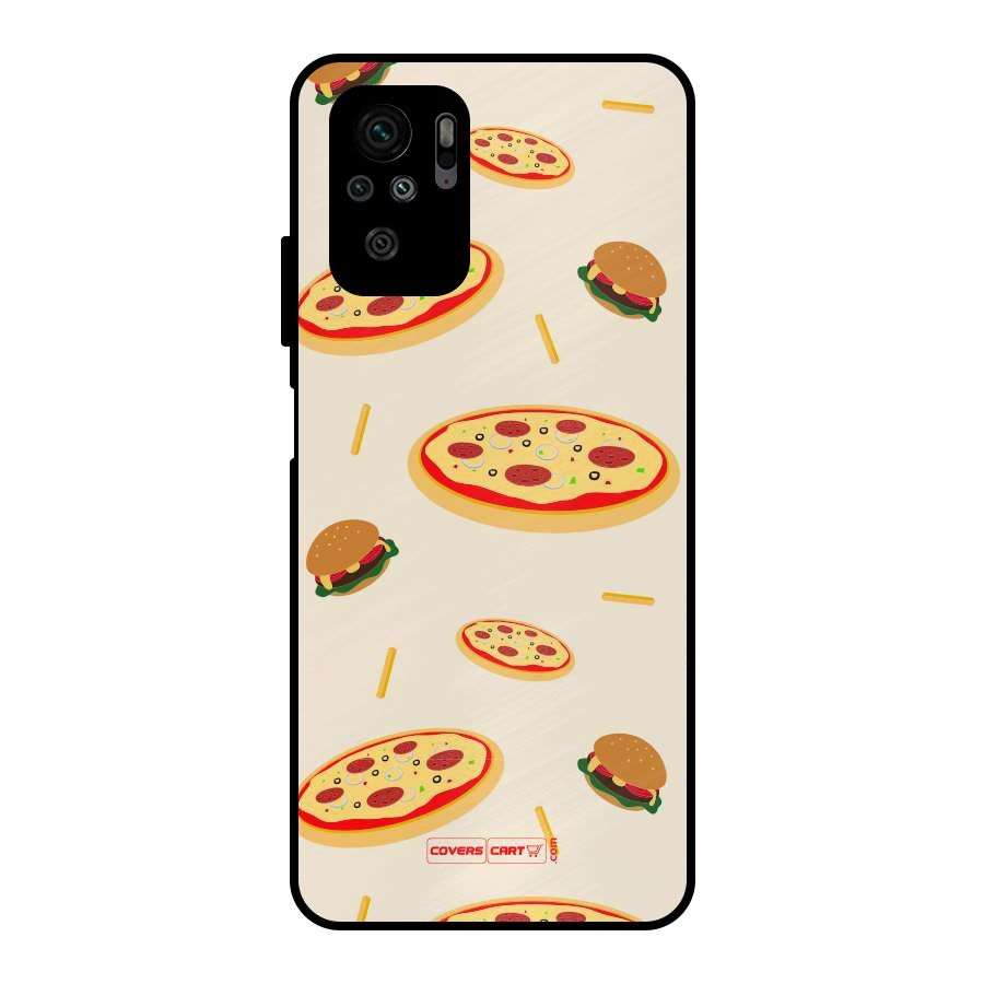 Pizza and Burger Love Metal Back Case for Redmi Note 10S
