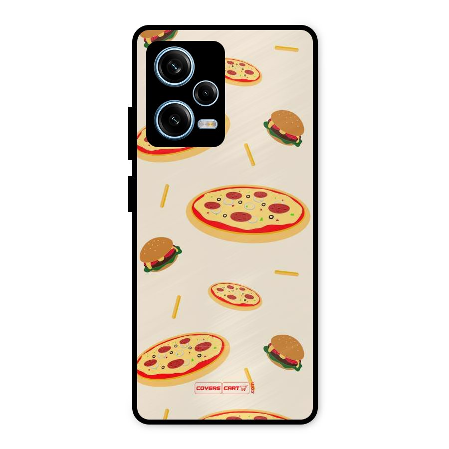 Pizza and Burger Love Metal Back Case for Redmi Note 12 Pro