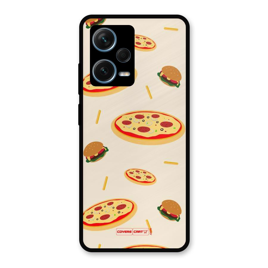 Pizza and Burger Love Metal Back Case for Redmi Note 12 Pro Plus 5G