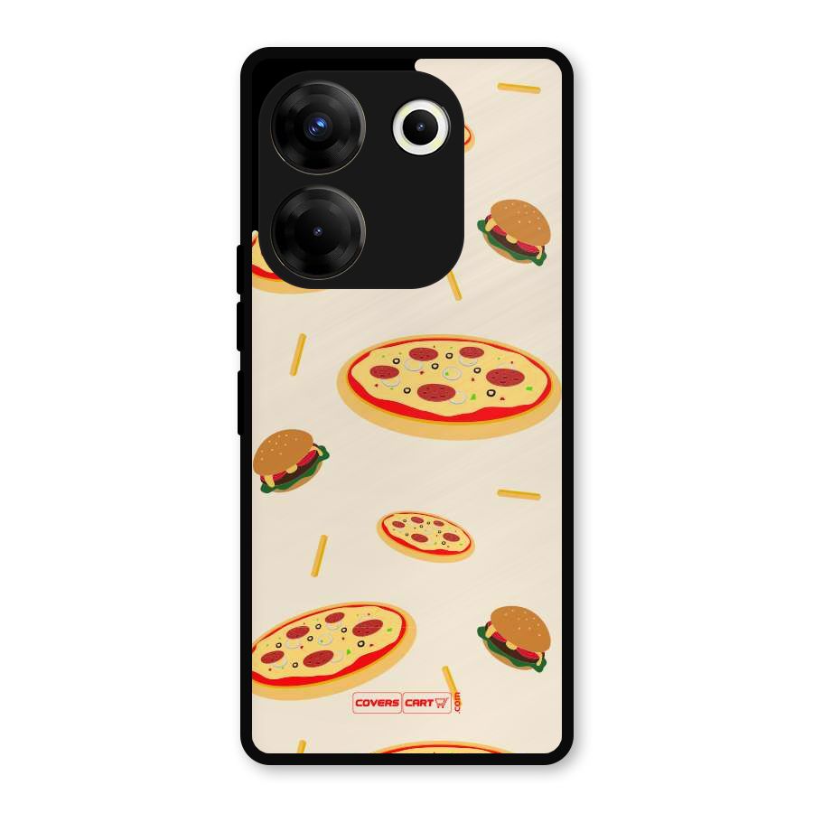 Pizza and Burger Love Metal Back Case for Tecno Camon 20