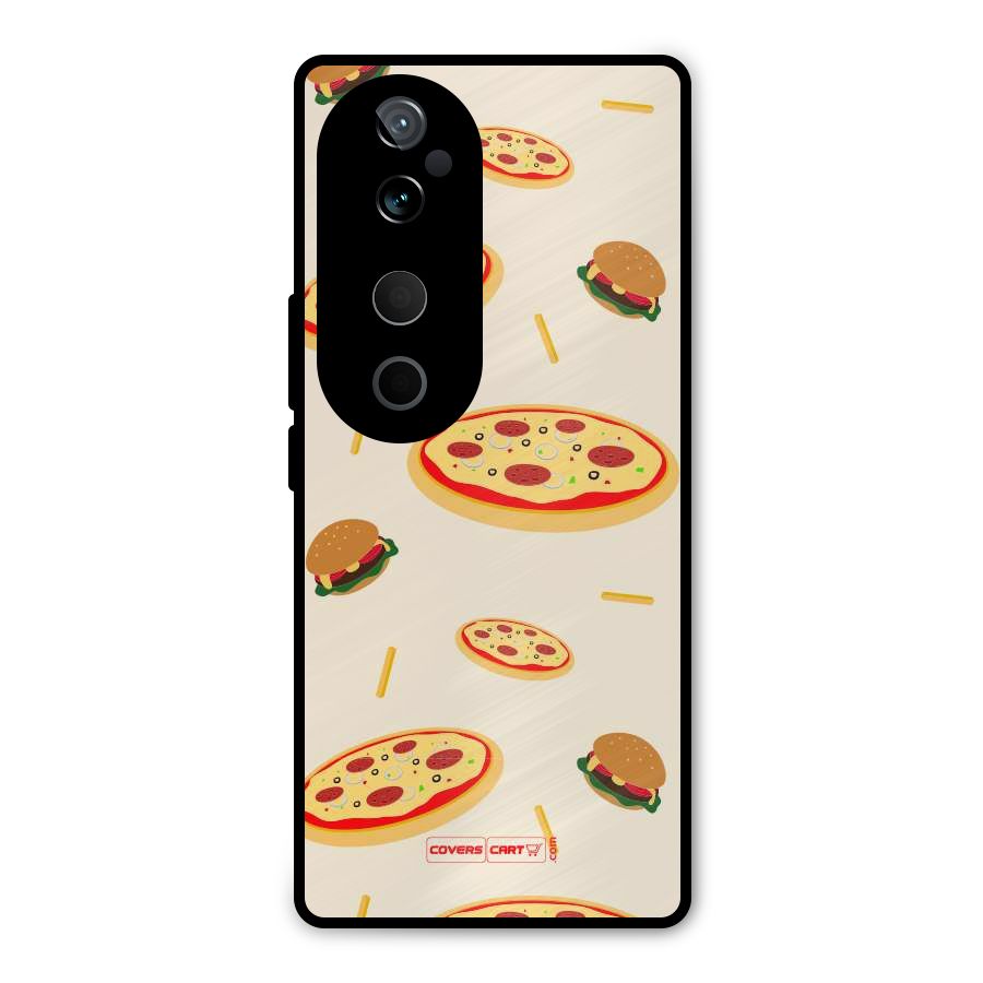 Pizza and Burger Love Metal Back Case for Vivo T3 Ultra