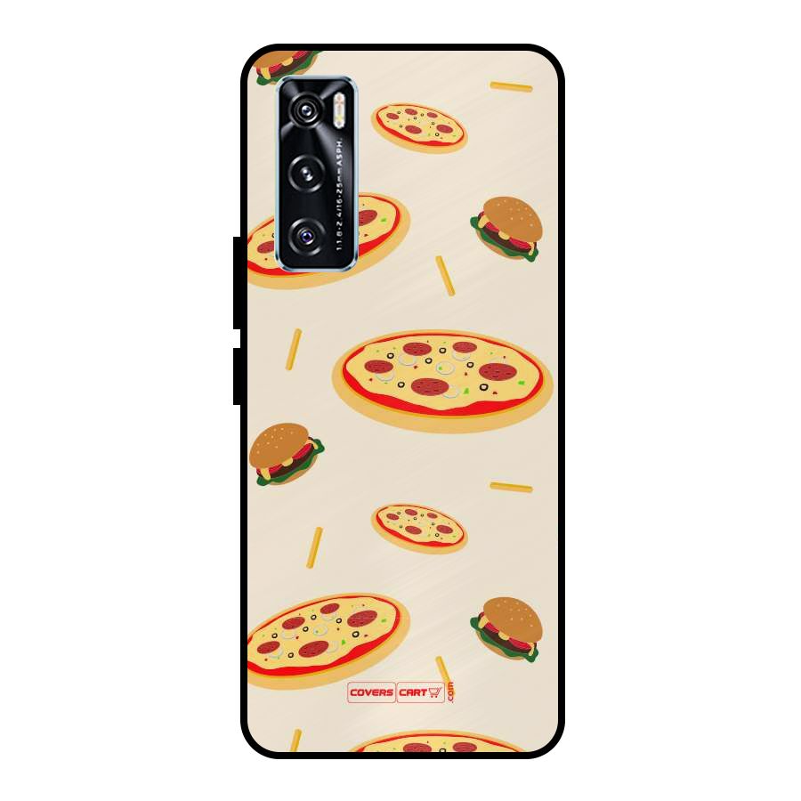 Pizza and Burger Love Metal Back Case for Vivo V20 SE