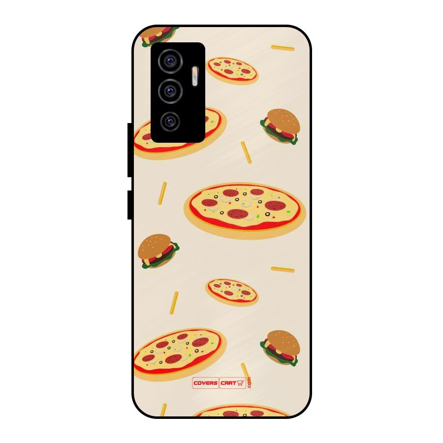 Pizza and Burger Love Metal Back Case for Vivo V23e