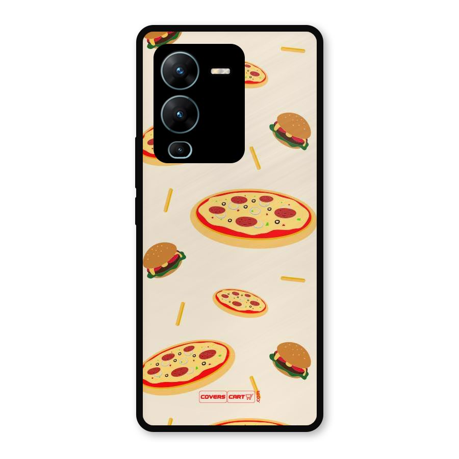 Pizza and Burger Love Metal Back Case for Vivo V25 Pro