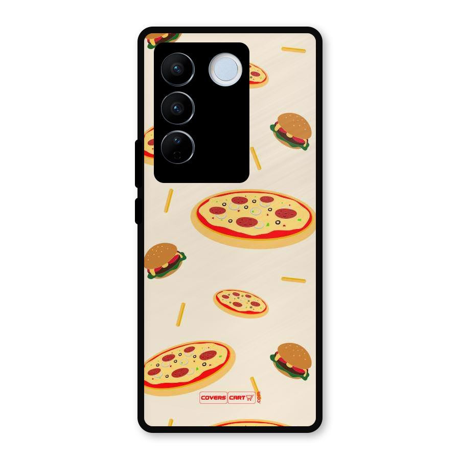 Pizza and Burger Love Metal Back Case for Vivo V27