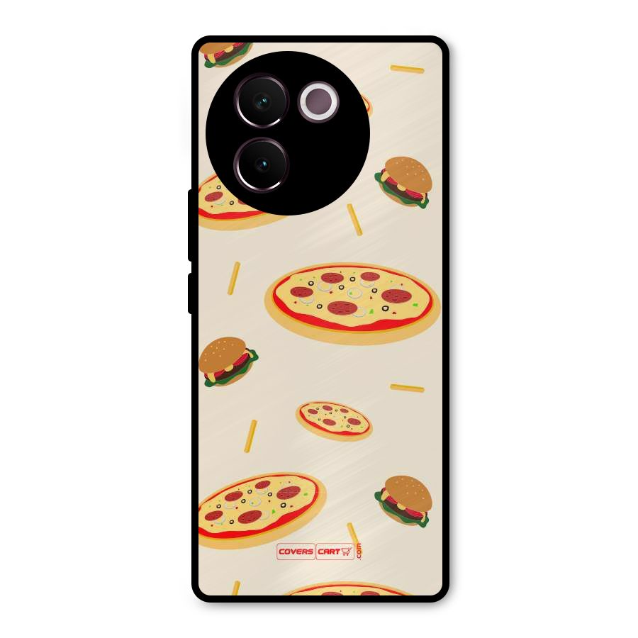 Pizza and Burger Love Metal Back Case for Vivo V30e