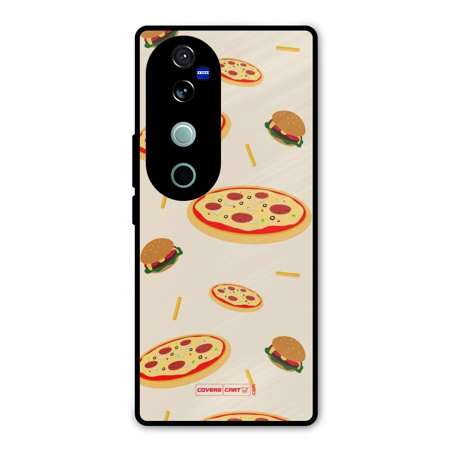 Pizza and Burger Love Metal Back Case for Vivo V40