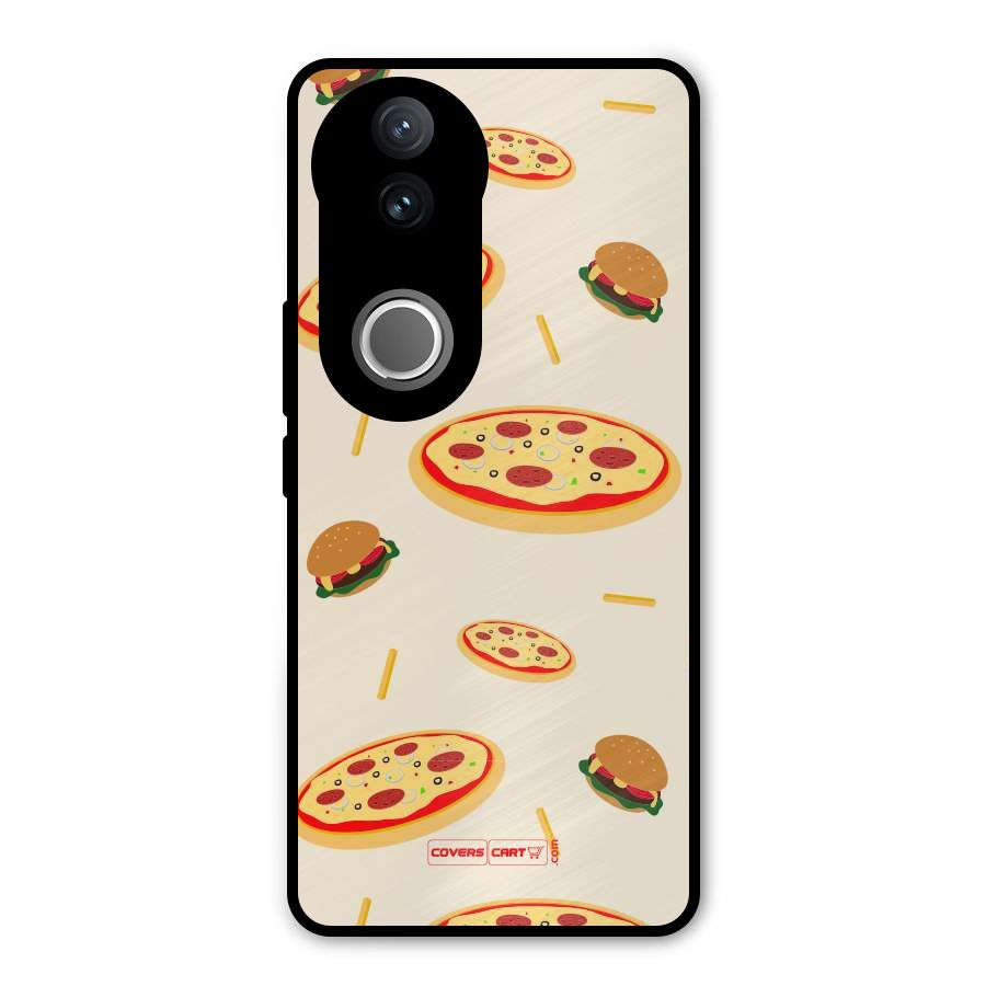 Pizza and Burger Love Metal Back Case for Vivo V50e