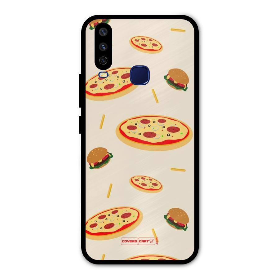 Pizza and Burger Love Metal Back Case for Vivo Y12