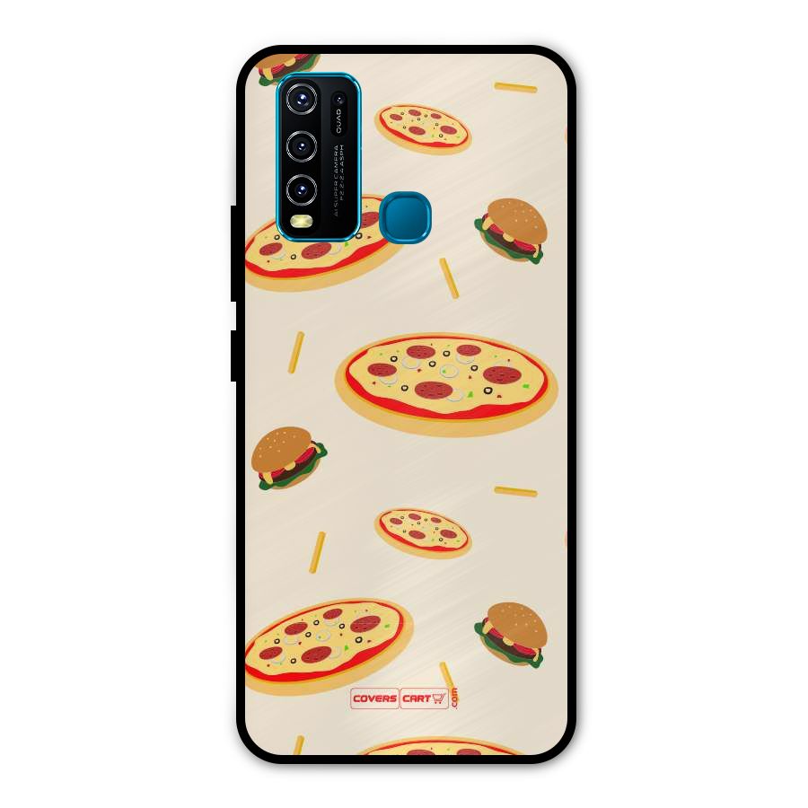 Pizza and Burger Love Metal Back Case for Vivo Y30