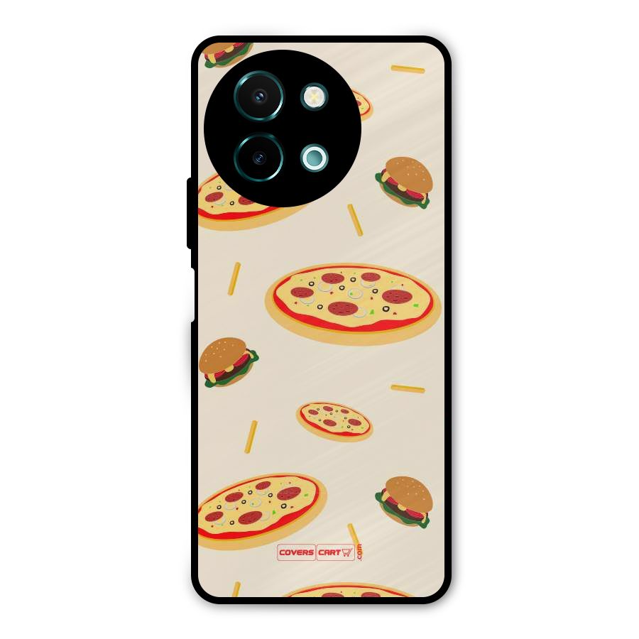 Pizza and Burger Love Metal Back Case for Vivo Y58
