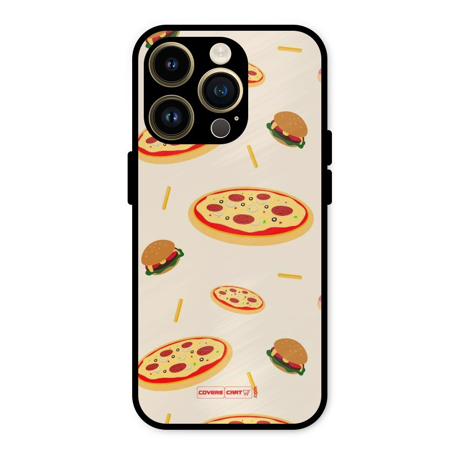 Pizza and Burger Love Metal Back Case for iPhone 14 Pro