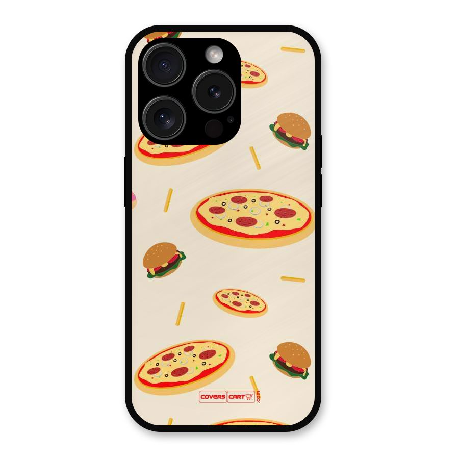 Pizza and Burger Love Metal Back Case for iPhone 15 Pro