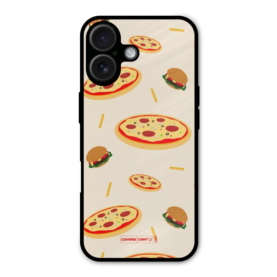 Pizza and Burger Love Metal Back Case for iPhone 16