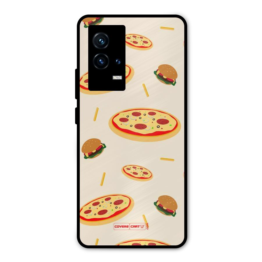 Pizza and Burger Love Metal Back Case for iQOO 9 5G