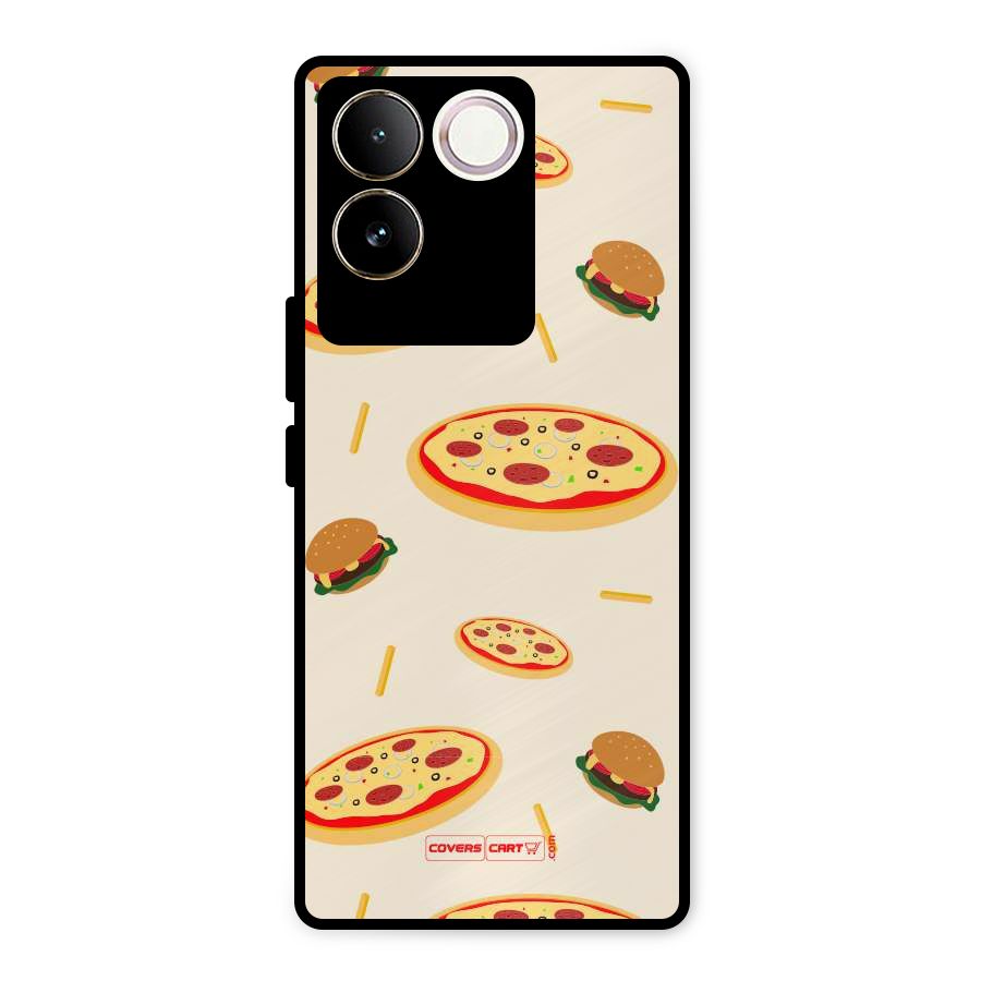 Pizza and Burger Love Metal Back Case for iQOO Z7 Pro