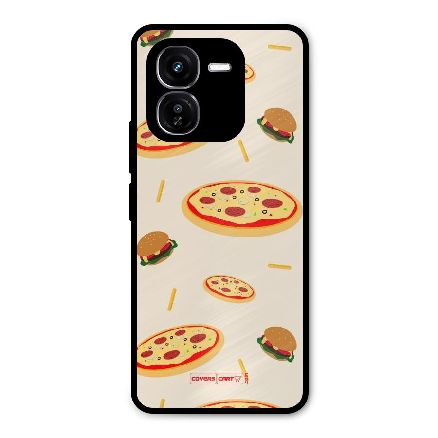Pizza and Burger Love Metal Back Case for iQOO Z9x