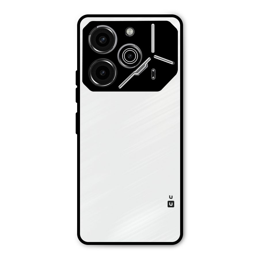 Plain White Metal Back Case for Tecno Pova 6 Pro