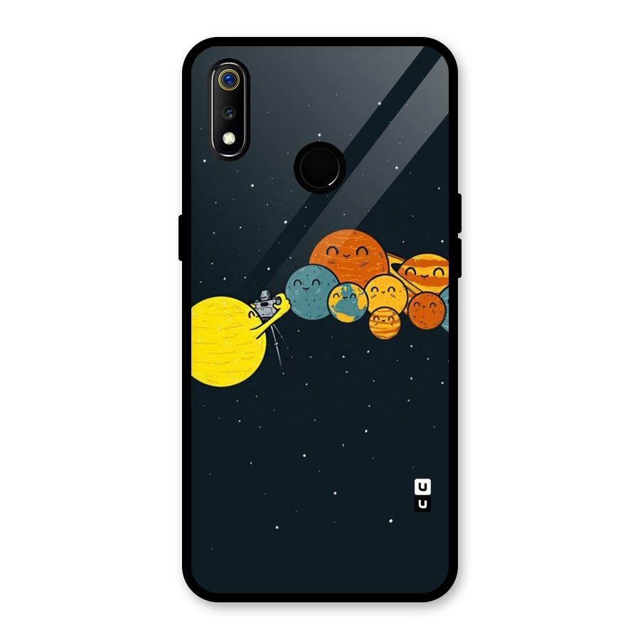 Planet Family Glass Back Case for Realme 3